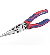 WORKPRO Premium 8â?� Needle Nose Pliers, Paper Clamp Precision, Heavy-Duty CRV Steel, Large Soft Gr...