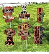 Zombie Halloween Yard Signs Decorations- Pack of 6 | Vampire Grave Yard Signs for Haunted House D...