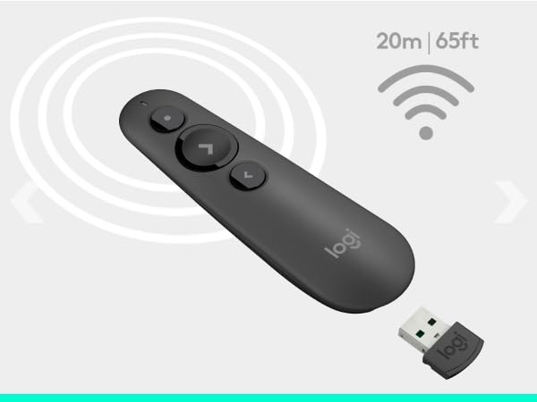 R500s Laser Presentation Remote, Bluetooth, USB-A Receiver, Presentation Clicker with Laser Pointer