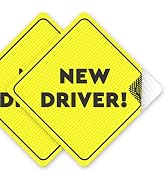 ASSURED SIGNS New Driver Sticker Sign for Car (NON-MAGNETIC) - 2 Pack, 5" by 5" - Essential Stude...