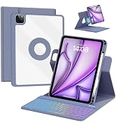 VOWUBO iPad Air 6th Gen 11-inch 2024 Rotating Keyboard Case,Magic Detachable Cover with Colourful...