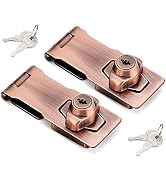2 Packs Keyed Hasp Locks Twist Knob Keyed Locking Hasp for Small Doors, Cabinets and More,Stainle...