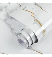 Marble Contact Paper Gold Peel and Stick Wallpaper for Kitchen Countertop | 17.7" x 78.7" Glossy ...