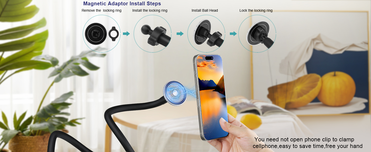 Magneitc gooseneck phone stand