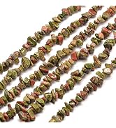 HAAMIIQII 5-8mm Natural Unakite Jasper Chips Loose Gemstone Beads for Jewelry Making - Irregular ...