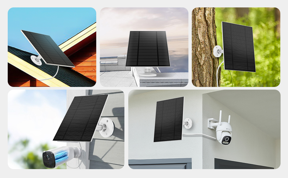 5W USB C Solar Panel for Security Camera DC 5V IP66 Waterproof Type-C Outdoor Panels