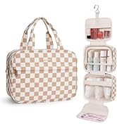 Narwey Hanging Toiletry Bag for Women Checkered Travel Makeup Bag Organizer Cosmetic Make up Toil...