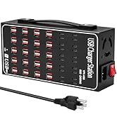 Multiple USB Charging Station, RUANSZZ 60 Port 300 Watt (60A) USB C Charger Block with Power Swit...
