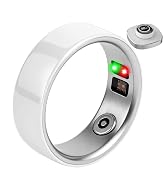 New Ceramic Smart Ring for Women Men Fitness Tracker Health Ring (White,8) | No App Fee, 8ATM Wat...