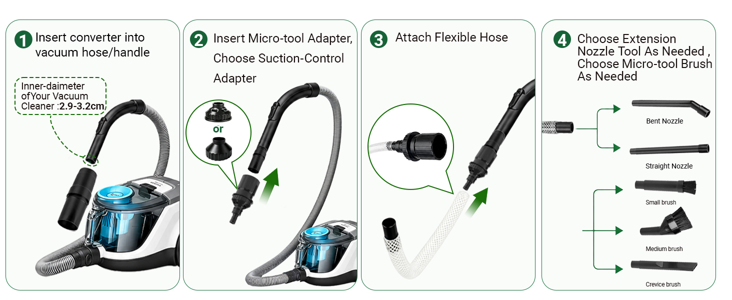 Crevice Attachment Kit for vacuum