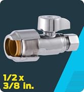 SharkBite Max 1/2 x 3/8 Inch Compression Straight Stop Valve, Pack of 4, Quarter Turn, Push to Co...
