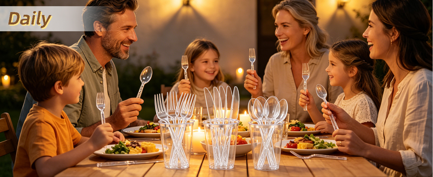 Clear plastic silverware heavy duty for birthday