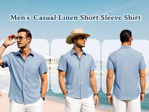 Men's Casual Linen Short Sleeve Shirt