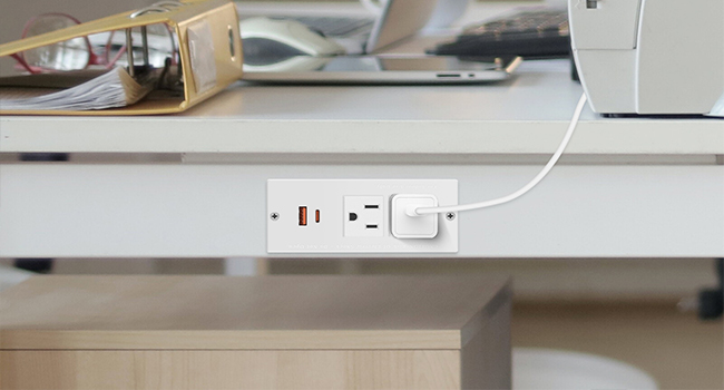 30W USB C Recessed Power Strip