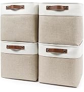 Bagnizer Collapsible Fabric Storage Cubes 11x11 Cube Storage Bins, 4 Pack Closet Baskets Box with...