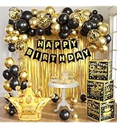 Gold Birthday Party Decorations Kit for Men,3pcs birthday Decorations for Men boys black and gold...