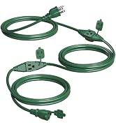 Suraielec 25 FT Outdoor Extension Cord with Multiple Outlets, 3 Outlet Multi Plug Power Cord, 16/...
