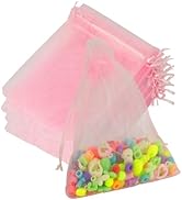 Organza Bags, Organza Bags 5 x 7 Inch, 50 Pcs Pink Sheer Party Favor Bags with Drawstring, Mesh B...