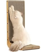 FUKUMARU Cat Scratcher, 26.8 Inch L Shape Cat Scratch Pad Wall Mounted, Cat Scratching Cardboard ...