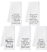 R HORSE 5 Pack Funny Adult Sarcasm Kitchen Dish Towels | Absorbent Kitchen Hand Towels, Soft Clea...