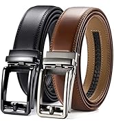 CHAOREN Click Belts for Men 2 Pack - Mens Ratchet Leather Belt 1 3/8" for Dress and Casual - Micr...