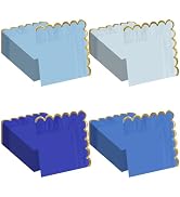 FALIZIFU 50 Pieces 2-Ply Blue Scalloped Napkins with Gold Foil Cocktail Napkins Disposable Paper ...