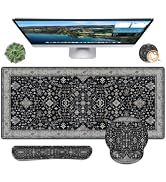 Mousepad Set,Keyboard Mat+Wrist Support Mouse Pad+Wrist Rest Pad+Coaster | With Non-Slip Rubber B...