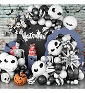 Halloween Balloon Arch Kit, Black White Skeleton Nightmare Before Christmas Balloons Halloween De...