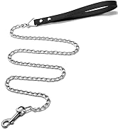 Goliton Dog Leash, Metal Pet Leash with Comfortable PU Leather Handle for Small and Medium Size D...