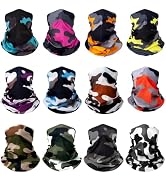 12 pcs Breathable Neck Gaiter Face Scarf Mask for Men Women Sun Protection Bandana Hiking, Cyclin...
