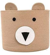 Bear Basket, Animal Basket, Large Cotton Rope Basket, Large Storage Basket, Woven Laundry Hamper,...