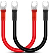 Linkstyle 2PCS 2AWG Gauge Battery Cables, 30cm/12inch 12V Battery Power Inverter Leads Copper Wir...