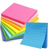 Lined Sticky Notes 3x3 Pack of 8, Bright Colored Super Self Sticky Pads - 60 Sheets/Pad - Easy to...