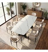 Honyee Extendable Dining Table with Leaf, 65 to 95 Inch Rectangular Sintered Stone, Modern Large ...