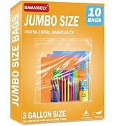 10Pack Extra Large Plastic Storage Bags, Zipper Seal, 2.4-mil Thick, Heavy Duty, 3.5 Gallon 16" x...