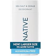 Native Aluminum Free Deodorant, Sea Salt & Cedar, Large Size Stick, 72 Hour Odor Control, for Wom...
