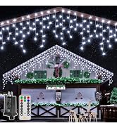 Ollny Icicle Lights for Outside 400LED 32FT, Cool White Christmas Light with Remote 8Modes Timers...