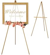 VISWIN Upgraded 63" Gold Wooden Easel Stand for Sign, Tripod Easel for Wedding Sign Stand, Welcom...