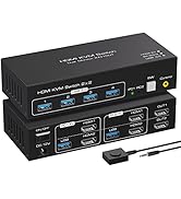 ATLAHET 8K KVM Switch HDMI 2 Monitors 2 Computers Support 8K@60Hz 4K@120Hz KVM Switcher PC Displa...