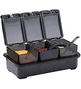 V·RESOURCING [ New Version Elegant Black Seasoning Box, 3 Pieces Seasoning Rack Spice Pots Storag...