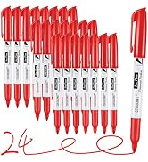 coruscant red Permanent Marker Fine Point, 24 Pack Quickly Drying, Waterproof, Smudge-proof, Fade...