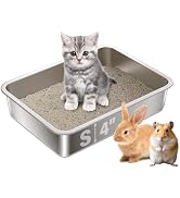 Stainless Steel Litter Box for Kitten,15.7"×11.8"×4" Metal Cat Litter Box,Small Litterbox for Kit...
