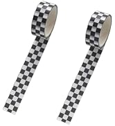 Sluswallow 2Pcs Black White Decorative Washi Tape Compact Checkerboard Pattern Paper Tape DIY Fad...