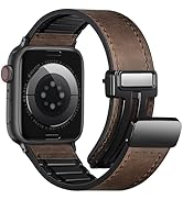 Charlam Magnetic Leather Bands Compatible with Apple Watch Bands 49mm 46mm 45mm 44mm 42mm 41mm 40...