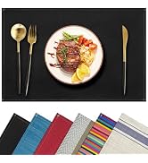 Caressio Linen Placemat Set of 4, Heat-Resistant Washable Easy to Clean Table Mats, Natural Linen...