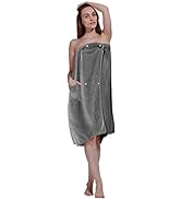 SINLAND Women's Spa Wrap Microfiber Lightweight Knee Length Bath Body Wrap Shower Robes with Adju...