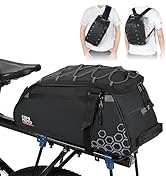 KEMIMOTO Rear Bike Rack Bag, 11L Water-resistant Trunk Bag 3-IN-1, Zippered Bicycle Backpack Shou...