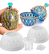 Actvty Jar Resin Mold, Resin Jar Mold with Lid, Large Jar Silicone Mold with 100 Pieces Rhineston...