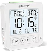 Geevon Atomic Travel Alarm Clock with Auto/8s Backlight, 2 Alarm Settings, Temperature Detect, In...