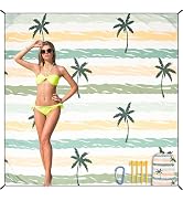HIHOHO Beach Blanket Waterproof Sandproof Beach Mat 79”x 83” for 1-8 Adults Quick Drying Durable ...